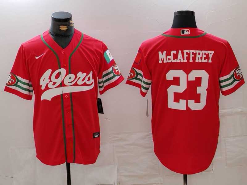 Men%27s San Francisco 49ers #23 Christian McCaffrey Red Mexico Cool Base Stitched Baseball Jersey